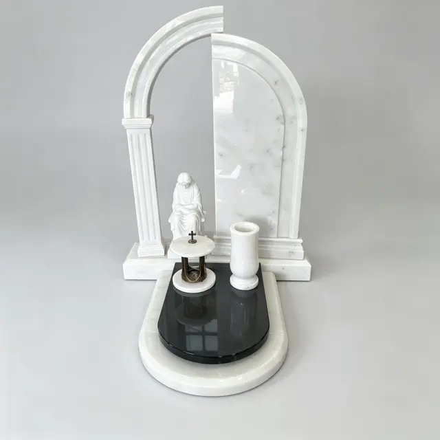 R-003 White Marble arch stele