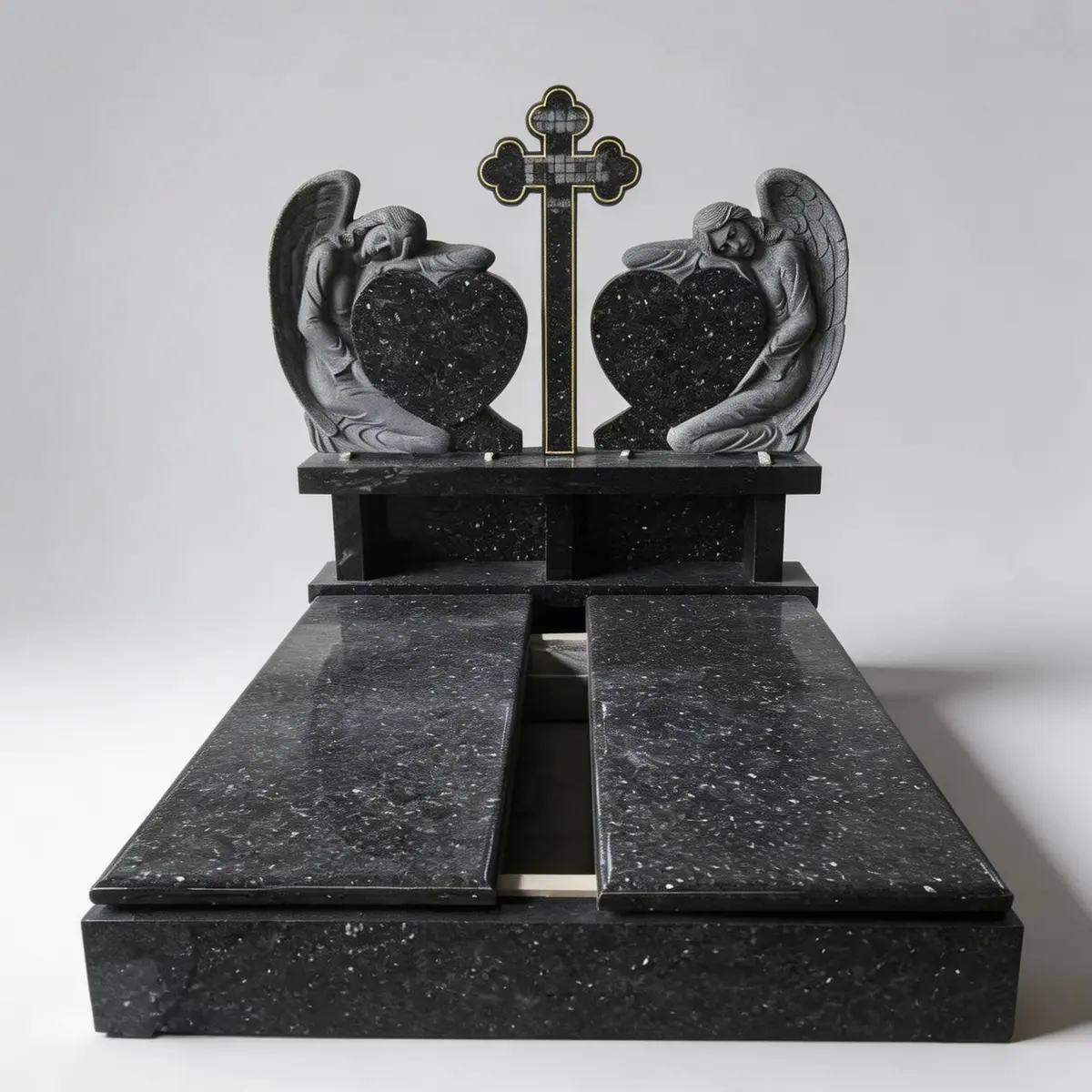 E-708 Angel Cross Double Heart Stele