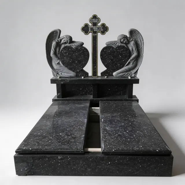 E-708 Angel Cross Double Heart Stele