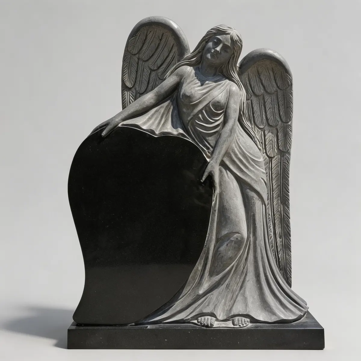 E-258 Classic Angel Embracing Heart Headstone