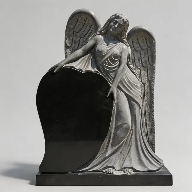 E-258 Classic Angel Embracing Heart Headstone
